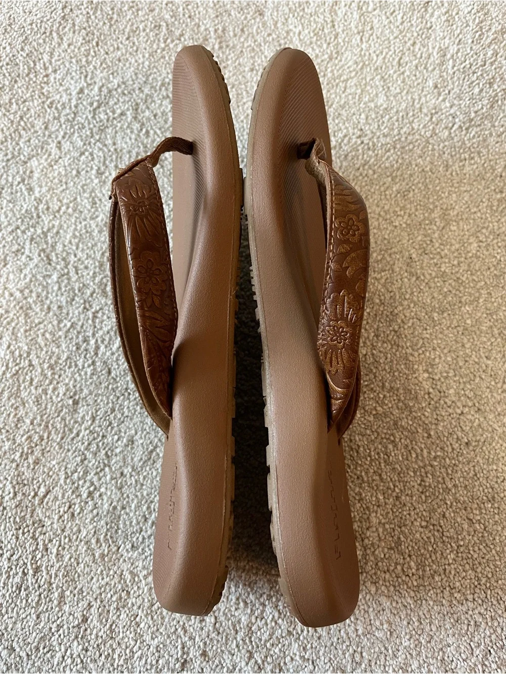 Flojos Brown Textured Strap Flip Flops